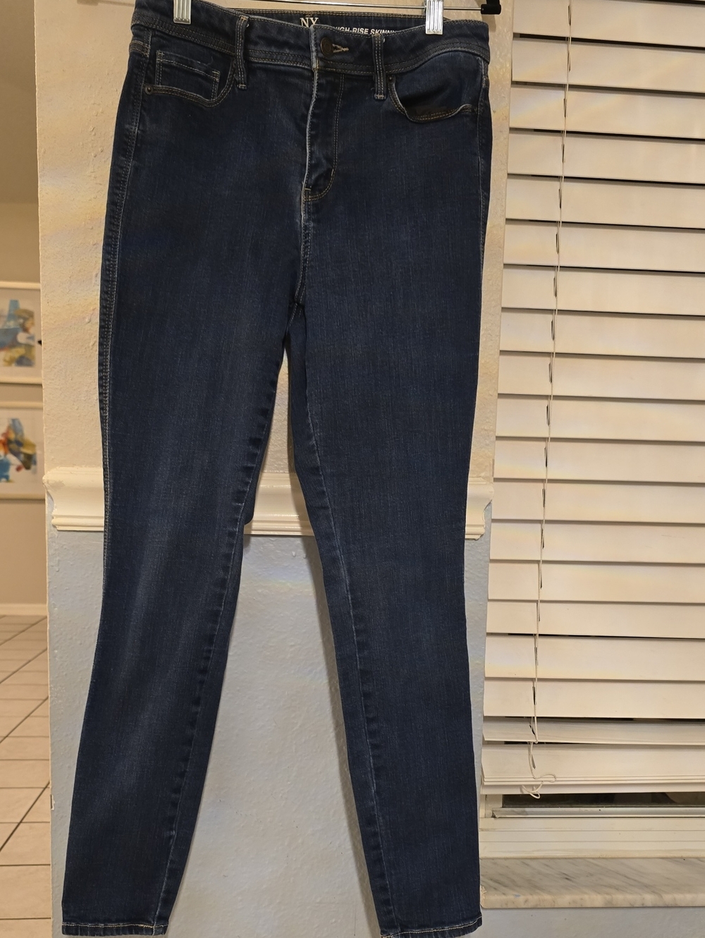 New York & Co Denim High-Rise Skinny Jeans in Dark Blue